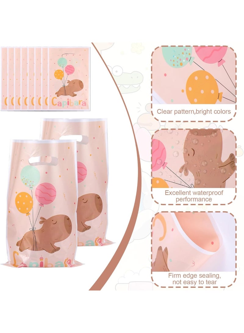 10 PCS Capybara Gift Bags, Double-Sided Cute Capybara Pattern Party Favor Bags with Handles for Snacks Candies Small Gifts Animal Themed Birthday Baby Shower Party Supplies - Image 3